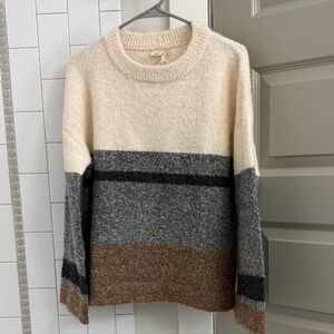 Roolee Women's Cozy Colorblock Sweater - Cream, Gray, Brown